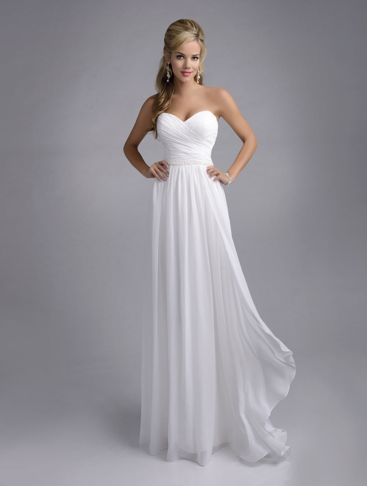 criss cross ruched wedding dress Off-the-shoulder Ruched Criss-cross Empire Tea-length Wedding Dress