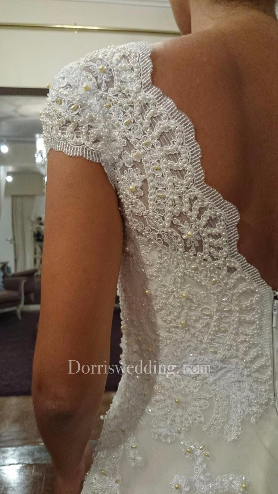 Glamorous Sweetheart Cap Sleeve Wedding Dress With Lace Appliques –  DorrisDress