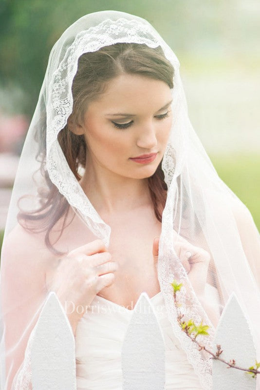New Retro Bohemian Lace Applique Wild Travel Soft Tulle Bridal Veil
