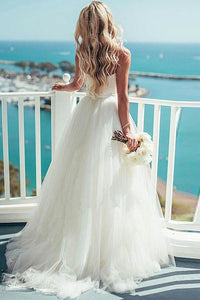 Ivory Tulle Destination Sweetheart Spaghetti Strap Wedding Dress