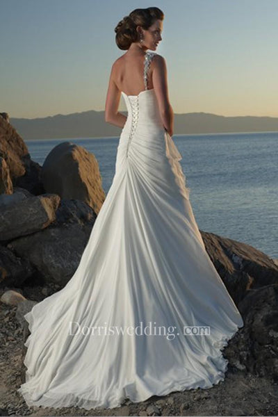 sheath One Shoulder Chiffon Wedding Dress