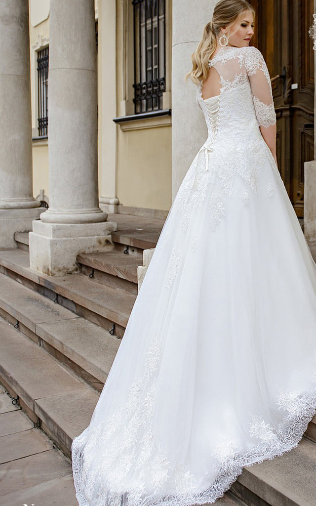 Simple Ball Gown Floor-length Half Sleeve Lace Queen Anne Wedding Dres DorrisDress Simple Ball Gown Floor-length Half Sleeve Lace Queen Anne Wedding Dres DorrisDress