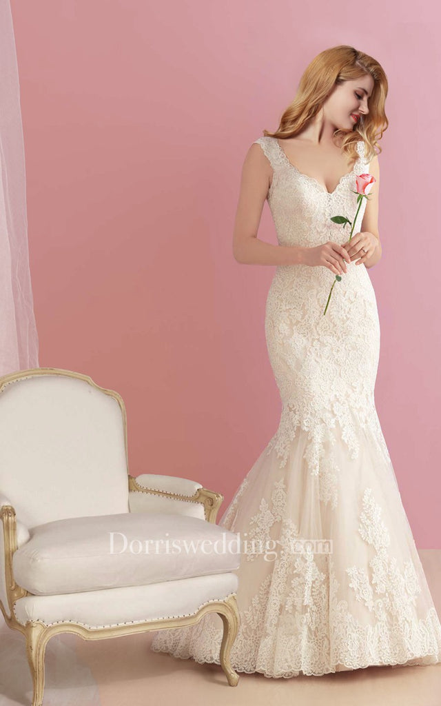 Mermaid Backless Lace Wedding Gown DorrisDress Mermaid Backless Lace Wedding Gown DorrisDress