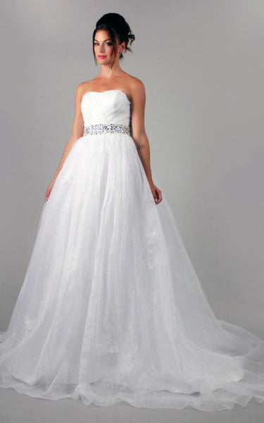 A-Line Crystal Belt Organza Sweetheart Wedding Gown