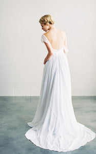 Sexy and Romantic Sweetheart Long A-Line Chiffon Wedding Dress-ET_711056