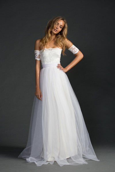 Off-The-Shoulder A-Line Tulle Dress With Lace Bodice-ET_711575
