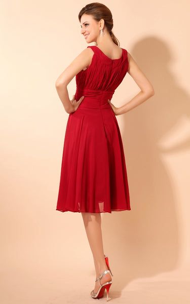 Soft Flowing Fabric Square-Neck Midi Dress With Draping-GC_101549