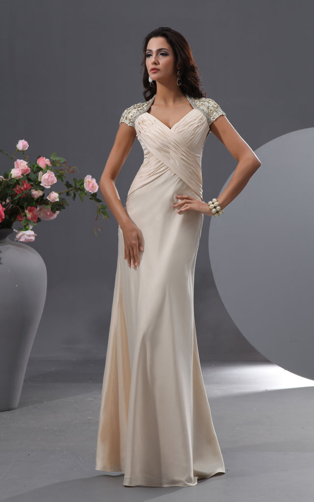 Queen Anne Graceful Gown With Shiny Floral Cap-Sleeves-GC_312334 ...