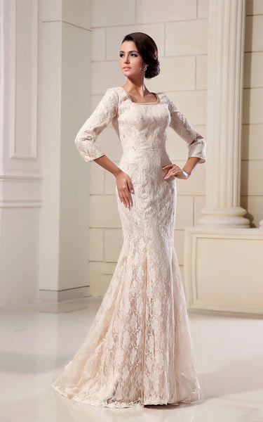 Sassy Square-Neck Style Dress With Lace Appliques-GC_705173