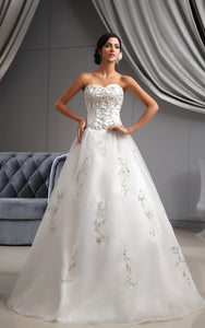 Organza Embroidered Top A-Line Sweetheart Gown-GC_705270
