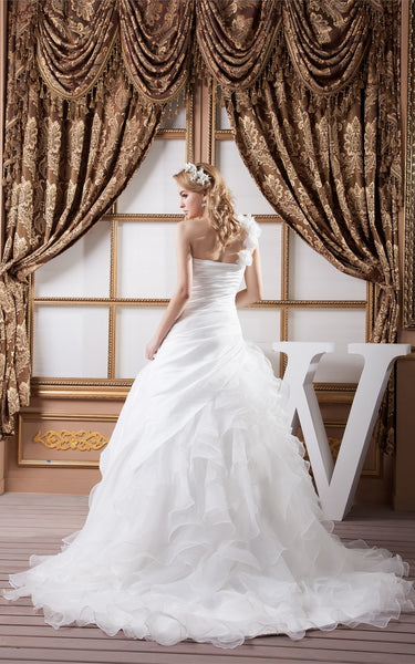 Sleeveless Side-Ruched Ball Gown with Beading and Ruffles-GC_707174