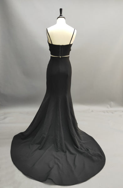 Floor-Length Mermaid Spaghetti Sleeveless Jersey Prom Dress