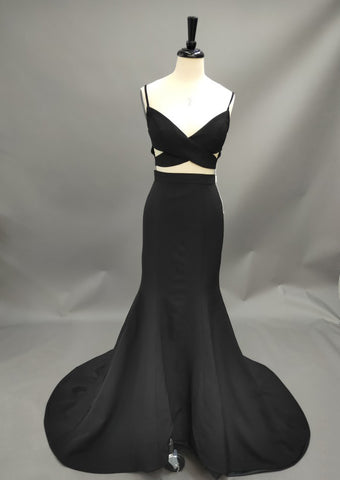 Floor-Length Mermaid Spaghetti Sleeveless Jersey Prom Dress