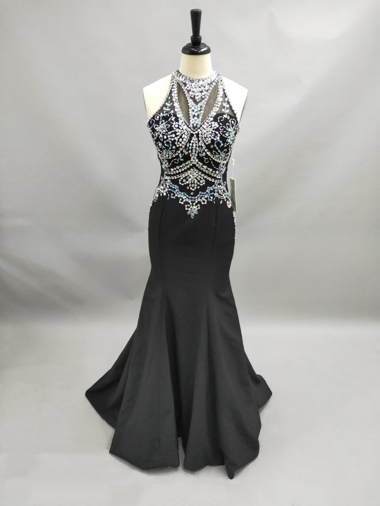 Sheath Jewel-Neck Sleeveless Jersey Keyhole Dress With Crystal Detailing