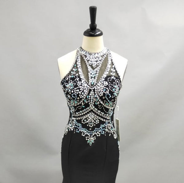 Sheath Jewel-Neck Sleeveless Jersey Keyhole Dress With Crystal Detailing