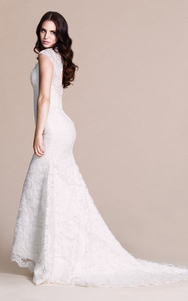 Cap-sleeved Mermaid Lace Dress With Keyhole Back-ZP_703930