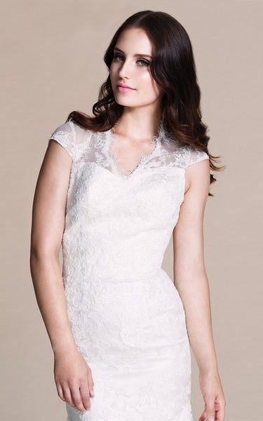 Cap-sleeved Mermaid Lace Dress With Keyhole Back-ZP_703930