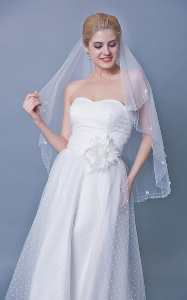 Mid Two Tier Veil With Beading-ZP_810045