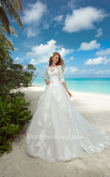 Sweetheart Long A-line Organza Wedding Dress With Appliques And bolero