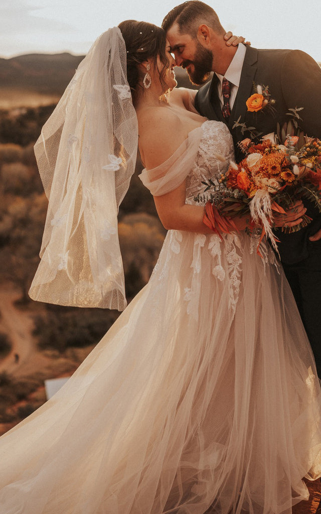 Plus Size David's Bridal Melissa Sweet A-Line Wedding Dress With Double Straps In Ivory/Champagne Plus Size David's Bridal Melissa Sweet A-Line Wedding Dress With Double Straps In Ivory/Champagne