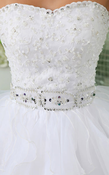 Strapless Short Layers Dress With Crystal Detailings And Ruffles