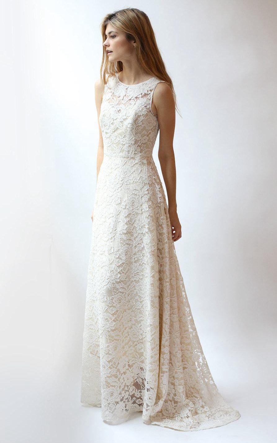 Jewel Neck A-Line Sleeveless Lace Dress With Low-V Back - ET_711289 DorrisDress Jewel Neck A-Line Sleeveless Lace Dress With Low-V Back - ET_711289 DorrisDress