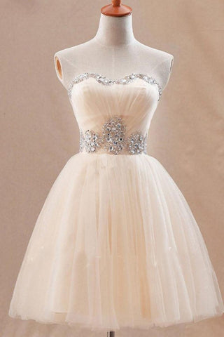 Cute Sweetheart Short Tulle Homecoming Dress With Crystals
