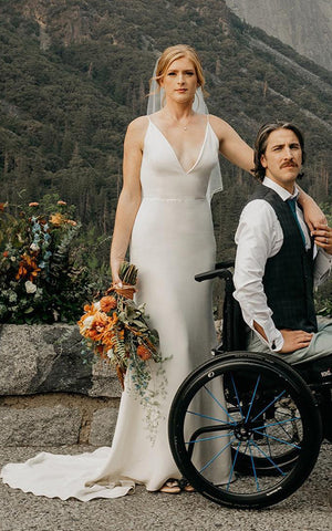 Sheath Spaghetti Satin Casual Wedding Dress Sleeveless With Open Back