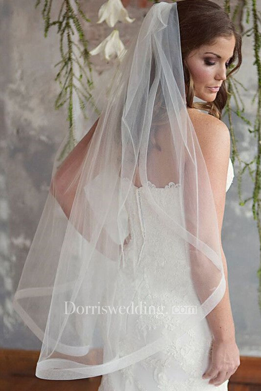Simple Style Single Layer Soft Yarn Bride Wedding Veil With Hair Comb 
