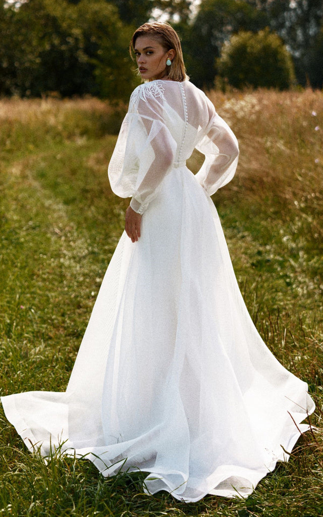 Bohemian 2-in-1 Chiffon and Satin Sweep Train Wedding Dress with Remov – DorrisDress