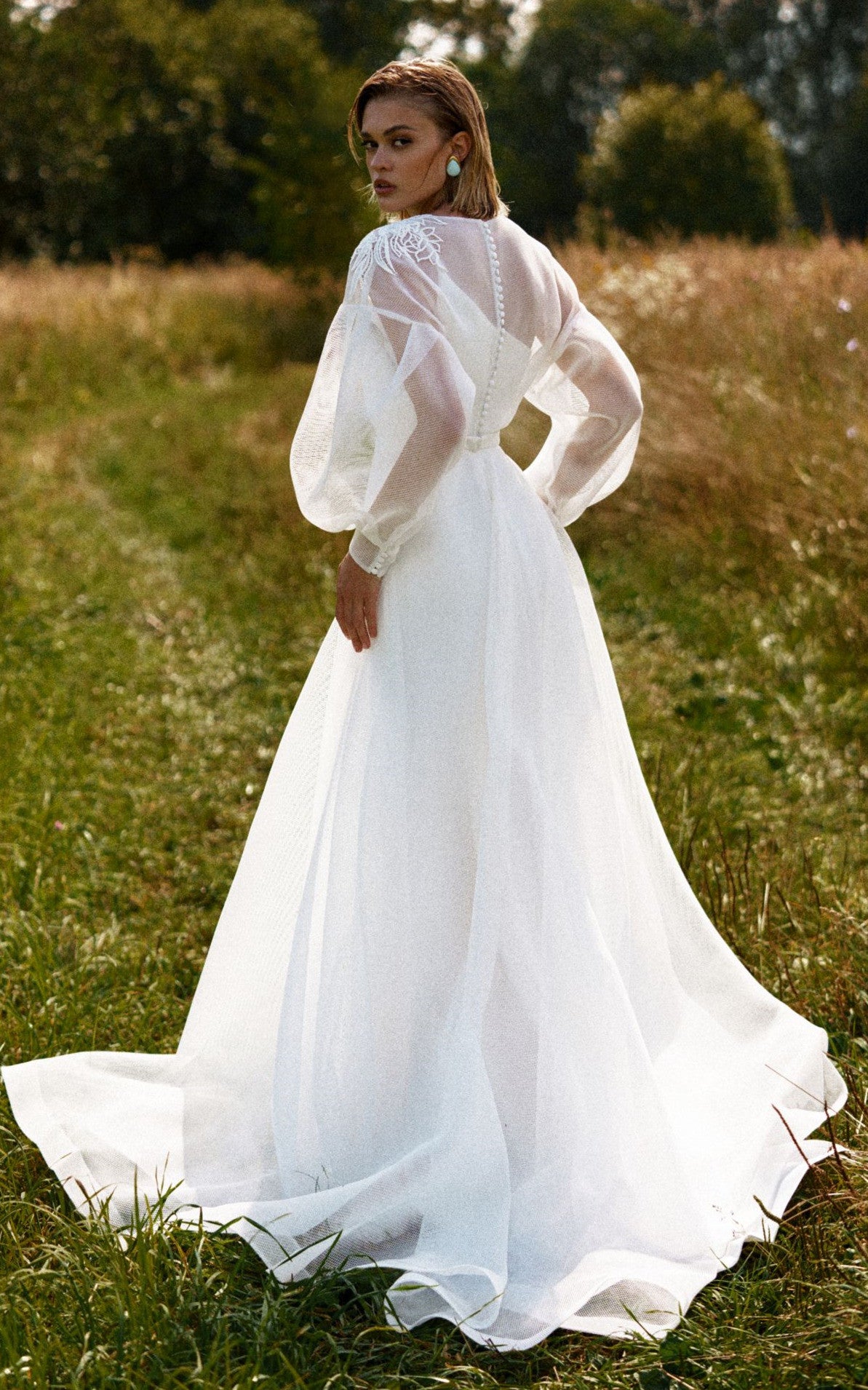 chiffon satin wedding dress 1940s Satin and Chiffon Sweetheart Wedding Gown S/M