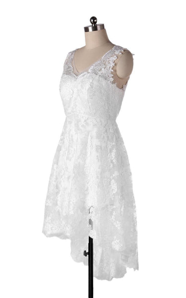Backless Lace V-Neckline A-Line Bridal Chiffon Dress