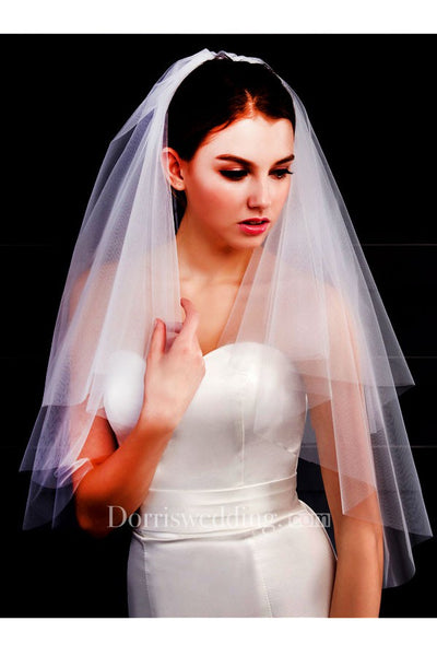 European Bride's Fluffy Veil Simple Short Travel Veil Multi-Layer Wedding Veil