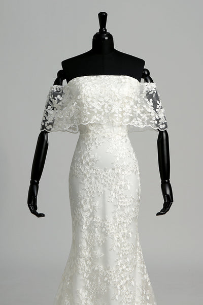 Elegant Off-the-shoulder Mermaid Long Lace Wedding Dress