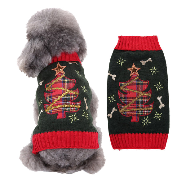 Lovely Warm Christmas Dog Sweater with Snowflake and Deer Patterns - 12 Styles
