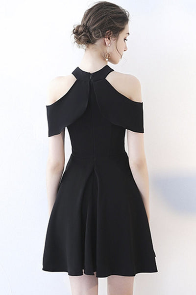 A-line Sexy Little Black Dress With Cap Sleeves And Ruching