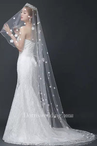 New Arrival Wedding Veil Trailing Bridal Veil Headdress With Flowers 
