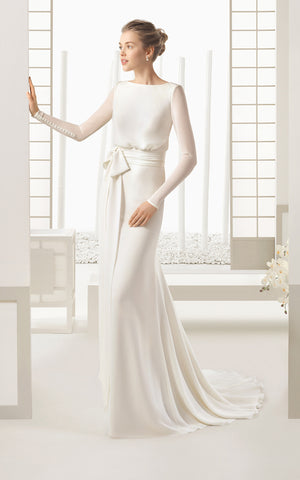 winter courthouse wedding dress Berylove Women White Courthouse Wedding Dress Lace A-Line Bridal Shower Dress With Long Sleeves, White / US24W