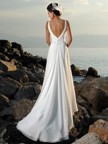 Empire V-neck Court Trains Sleeveless Chiffon Beach Wedding Dresses fo DorrisDress Empire V-neck Court Trains Sleeveless Chiffon Beach Wedding Dresses fo DorrisDress
