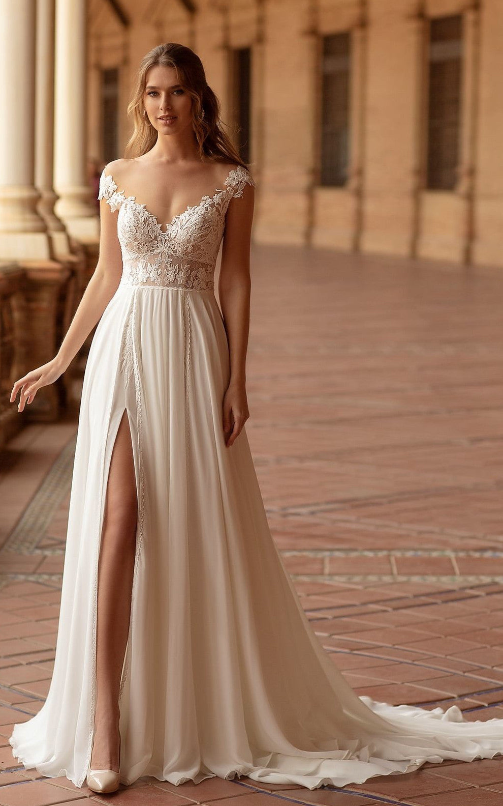 Fairy Floral A-Line Boho Lace Wedding Dress Elegant Modest Front Split DorrisDress Fairy Floral A-Line Boho Lace Wedding Dress Elegant Modest Front Split DorrisDress