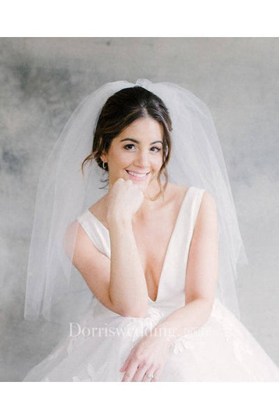 Simple New Style Fluffy Cute Bride Wedding Headpiece Short Veil Wedding For Girls