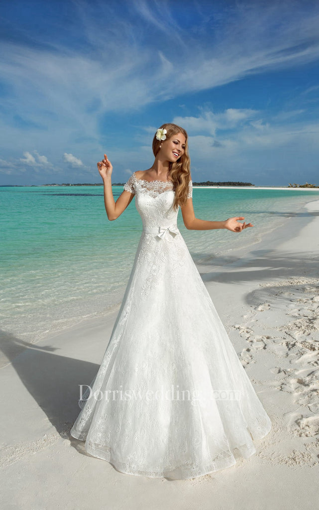 Royal Ball Gown Corset-Back Lace Wedding Dress With Bow-714151 DorrisDress Royal Ball Gown Corset-Back Lace Wedding Dress With Bow-714151 DorrisDress