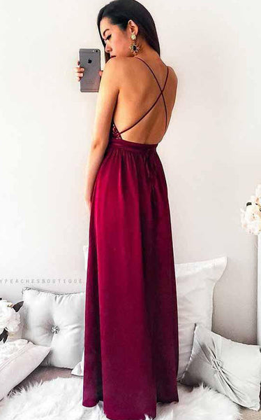 Chiffon Floor-length A Line Sleeveless Casual Prom Dress with Sequins
