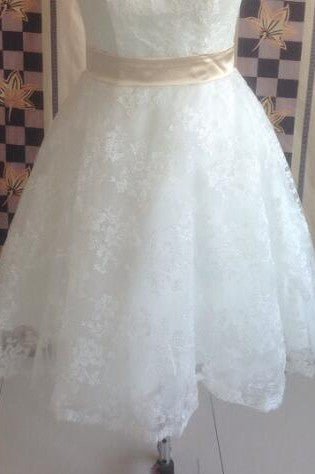 High Quality Jewel Neck Short Sleeve Vintage Lace Wedding Dresses