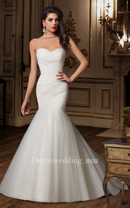 Sweetheart Criss-cross Ruching Mermaid Wedding Dress With Lace-up Back
