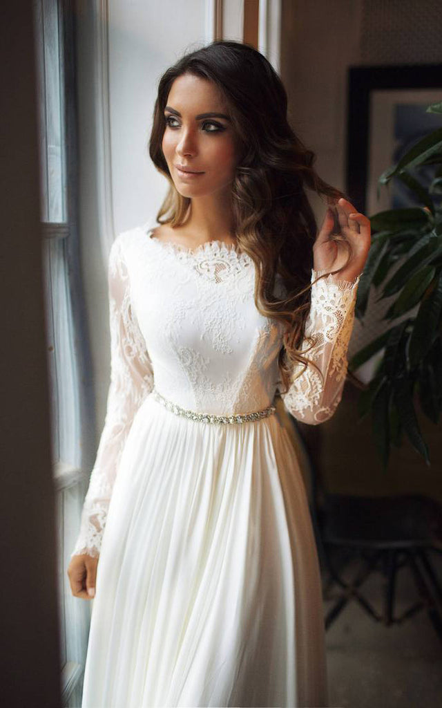 Taffeta Lace Floor-length Brush Train A Line Long Sleeve Modest Weddin DorrisDress Taffeta Lace Floor-length Brush Train A Line Long Sleeve Modest Weddin DorrisDress