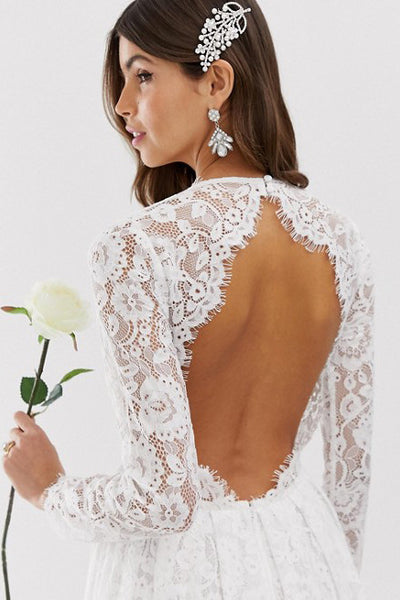 Sexy Lace Sheath Plunging Neckline Keyhole Wedding Dress