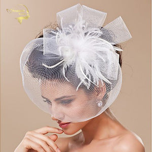 Velos de Novia  Wedding Accessories Birdcage Bridal Hats Artificial Flowers White Black Feather Schleier Fast Face Veils BC009
