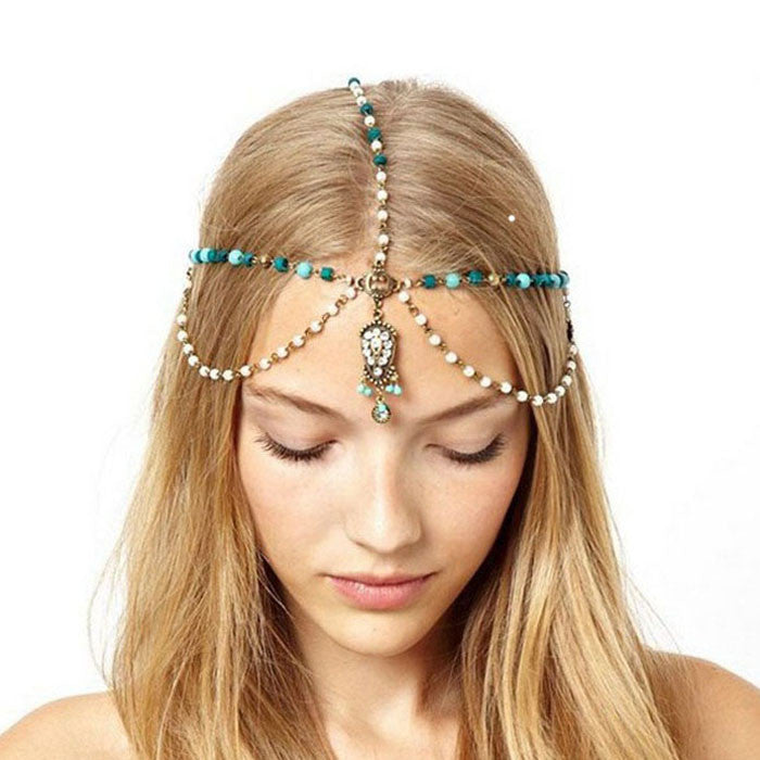 Women Metal Rhinestone Head Chain Jewelry Headband Head Piece Hairbands