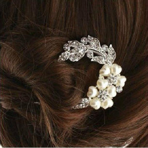 Bridal Wedding Rhinestones Crystals Pearl Hairpin Hair Clip Jewelry Flower